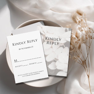 Modern Minimalist White Floral Response Card