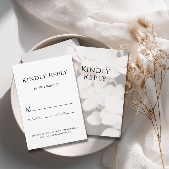 Modern Minimalist White Floral Response Card (Creator Uploaded)