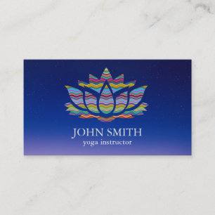 Modern Minimalist White Gold Lotus Yoga Instructor Business Card