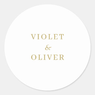Modern Minimalist   White Gold Wedding Classic Round Sticker