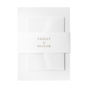 Modern Minimalist   White Gold Wedding Invitation Belly Band