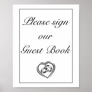 Modern Minimalist White Guest Book Wedding Sign