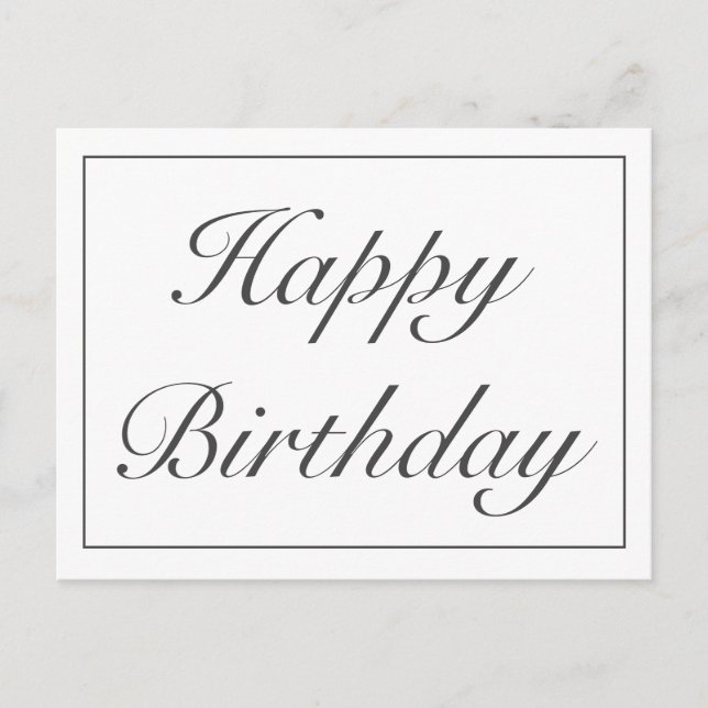 Modern Minimalist White Happy Birthday Greeting Announcement Postcard (Front)