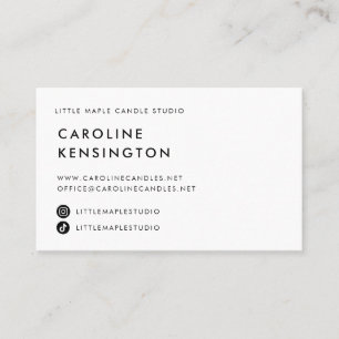 Modern Minimalist White Instagram TikTok Contact Business Card
