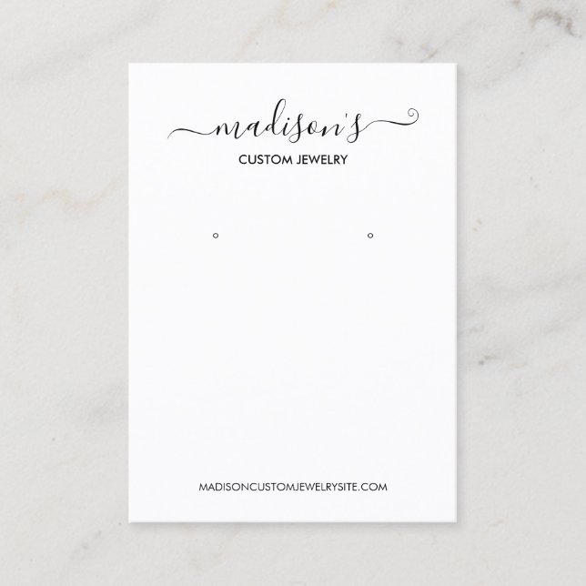 Modern Minimalist White Jewellery Earring Display Business Card (Front)