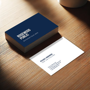 Modern Minimalist White on Dark Blue   Sans Serif Business Card
