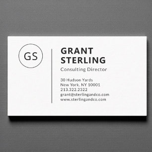 Modern Minimalist White Professional  Business Card