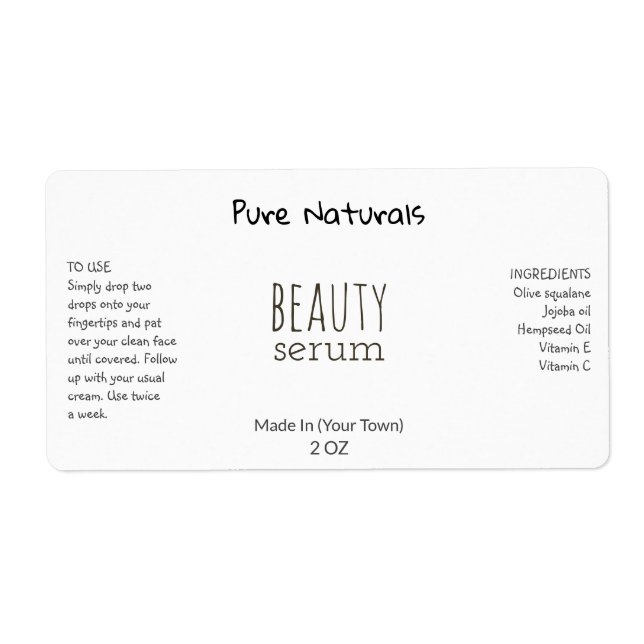Modern Minimalist White Serum Labels (Front)