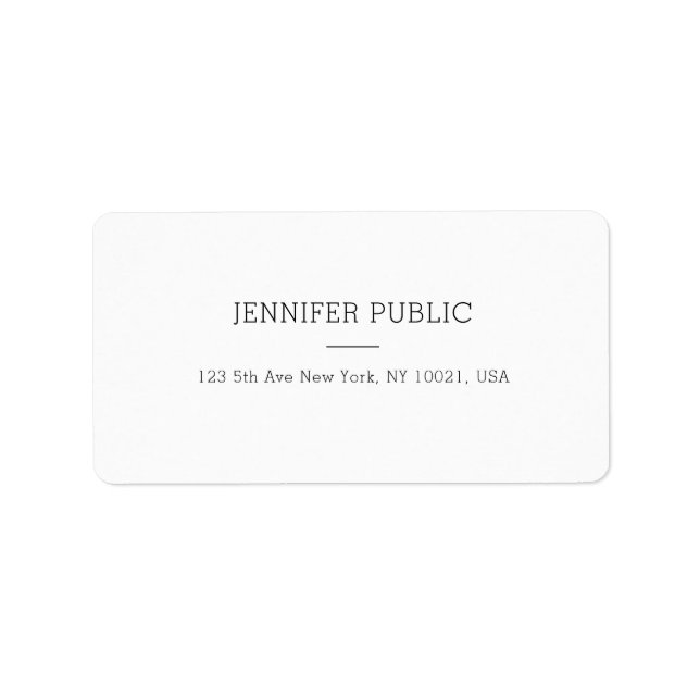 Modern Minimalist White Simple Template Address Label (Front)