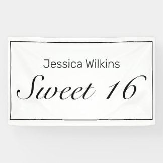 Modern Minimalist White Sweet 16 Birthday Banner