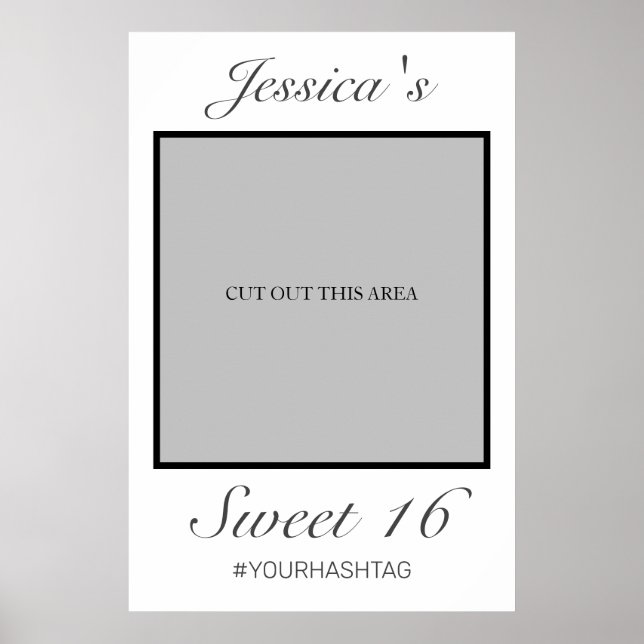 Modern Minimalist White Sweet 16 Photo Prop Poster (Front)