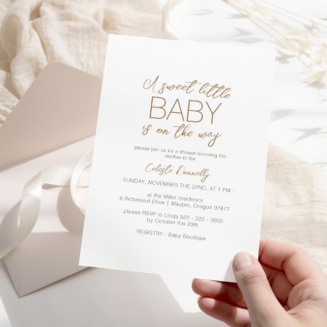 Modern Minimalist White Sweet Little Baby Shower Invitation (Creator Uploaded)