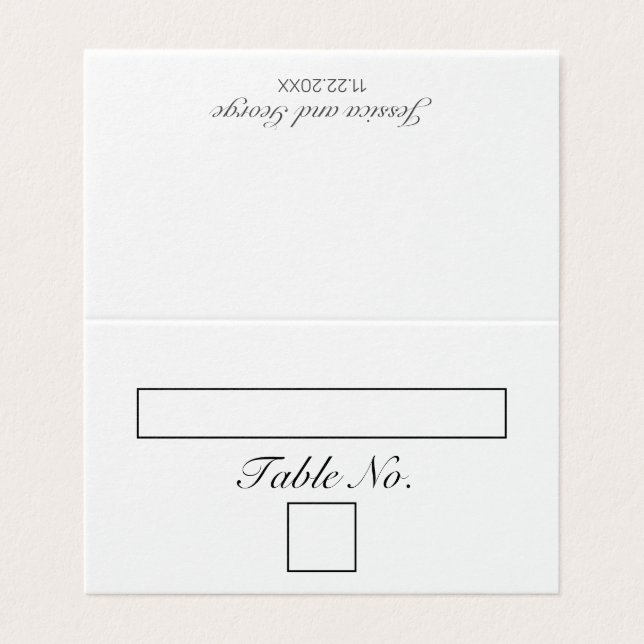 Modern Minimalist White Table Number and Name Card (Outside Unfolded)