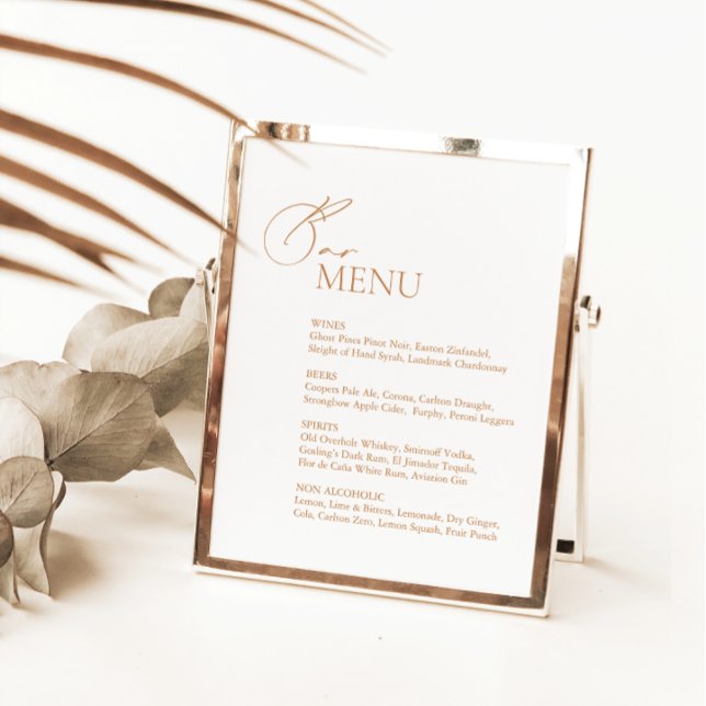 Modern Minimalist White Wedding Bar Menu Sign (Creator Uploaded)