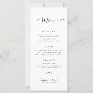 Modern Minimalist White Wedding Dinner Menu
