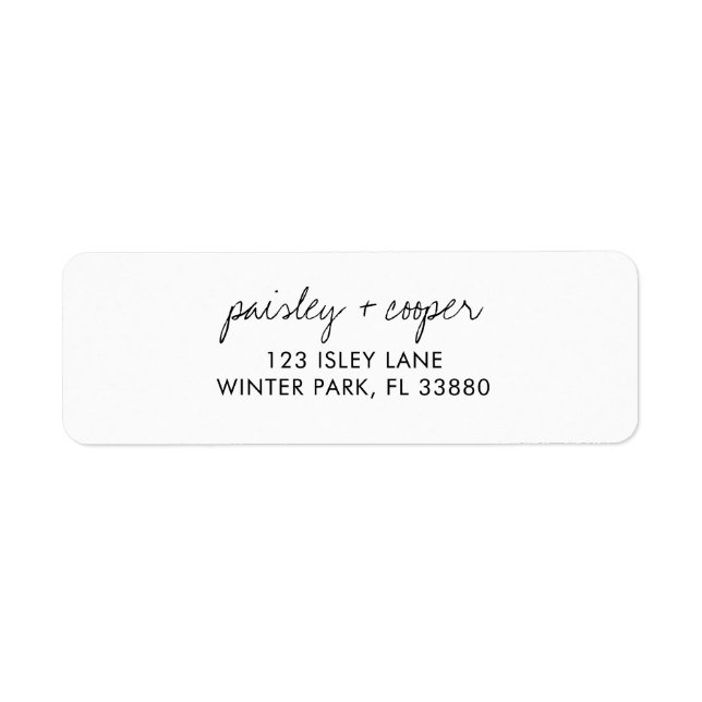 Modern Minimalist White Wedding Return Address Label (Front)