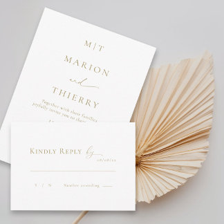 Modern minimalist white wedding RSVP  Invitation