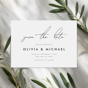 Modern Minimalist White Wedding Save the Date