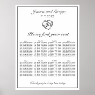 Modern Minimalist White Wedding Seating Chart