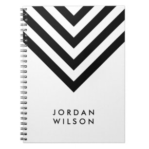 Modern Minimalist White with Black Chevron Notebook