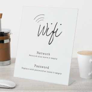 Modern Minimalist Wifi Network Password Pedestal Sign