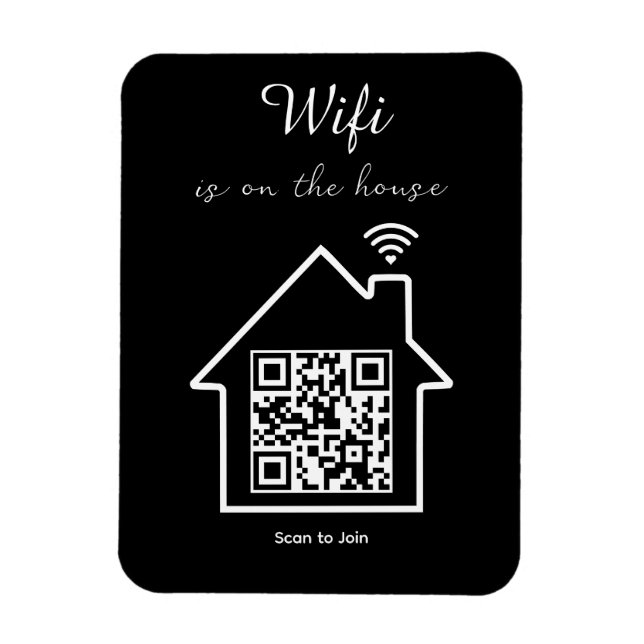 Modern Minimalist WiFi QR Code Flexible Photo  Magnet (Vertical)
