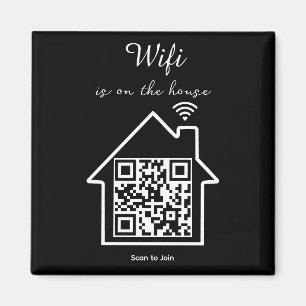 Modern Minimalist WiFi QR Code  Magnet