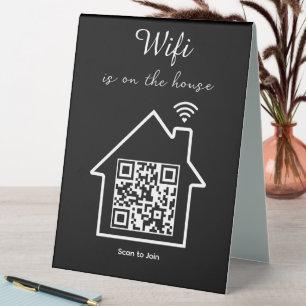 Modern Minimalist WiFi QR Code Table Tent Sign