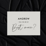 Modern minimalist Will you be my best man card<br><div class="desc">Modern,  simple and clean: adopt this minimalist handwritten design for your wedding stationery. Fully customizable colors.</div>