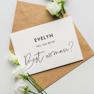 Modern minimalist Will you be my best woman card