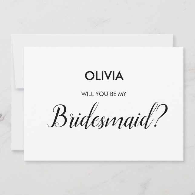 Modern minimalist Will you be my bridesmaid Invitation (Front)
