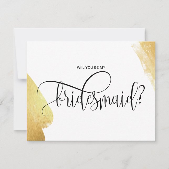 modern minimalist will you be my bridesmaid invitation (Front)