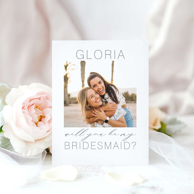 Modern Minimalist Will You Be My Bridesmaid Photo (Photo bridesmaid proposal invitation)