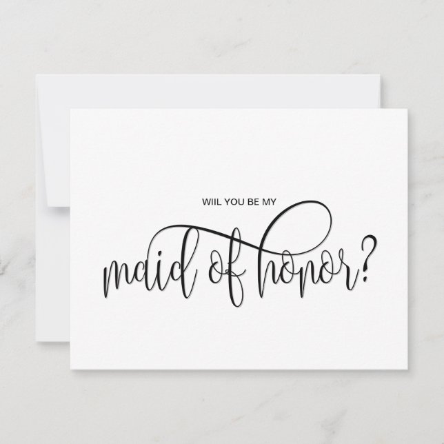 modern minimalist will you be my MAID OF HONOR Invitation (Front)