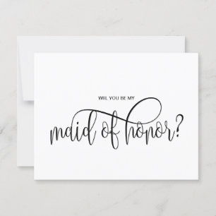 modern minimalist will you be my MAID OF HONOR Invitation