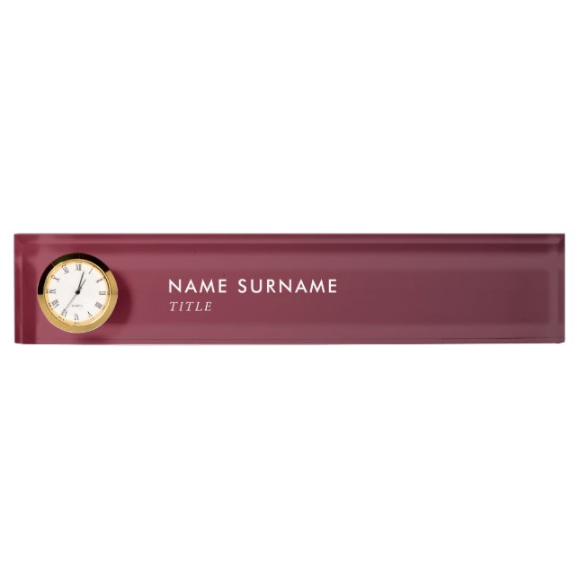 Modern Minimalist Wine Violet Gradient Luxe Nameplate (Front)