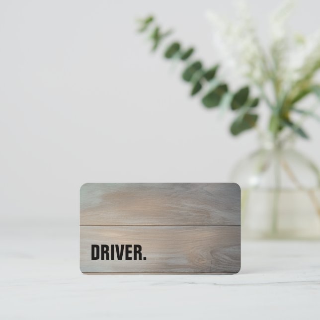 Modern Minimalist Wood board DRIVER Professional Business Card (Standing Front)
