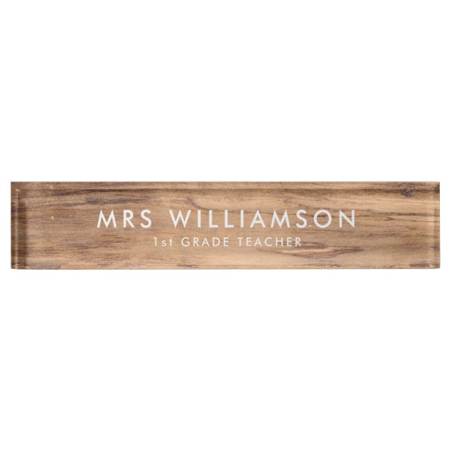 Modern Minimalist Wood Custom teacher desk Nameplate (Front)