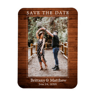 Modern Minimalist Wood Print Save the Date Magnet