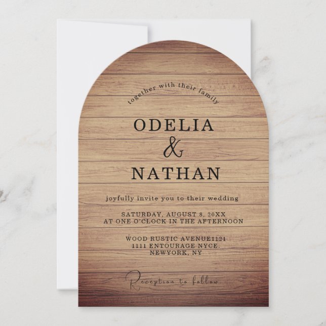 Modern Minimalist Wooden Texture Wedding Invitation (Front)