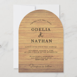 Modern Minimalist Wooden Texture Wedding Invitation