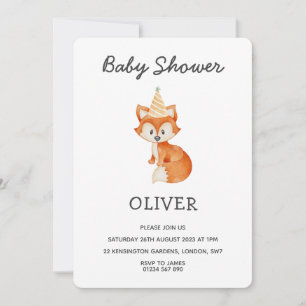 Modern Minimalist Woodland Fox Baby Shower Invitation