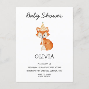 Modern Minimalist Woodland Fox Baby Shower Postcard