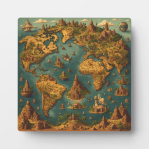 Modern Minimalist World Map Wall Art  Plaque