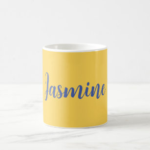 Modern Minimalist Yellow Blue Add Your Name Coffee Mug