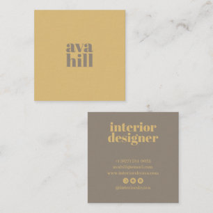Modern Minimalist Yellow Brown Professional Logo Square Business Card