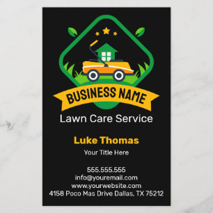 Modern Minimalist Yellow Green Lawn Mowing Logo Flyer