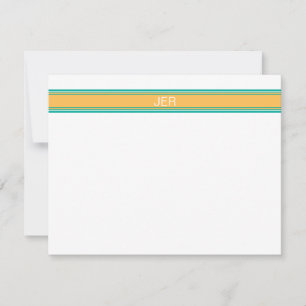 Modern Minimalist Yellow Green Monogram Note Card