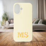 Modern Minimalist Yellow Initial Monogram iPhone 16 Case<br><div class="desc">Create your own personalised iPhone Case with custom initial name in modern minimalist typography. Available in a variety of colours and styles.</div>
