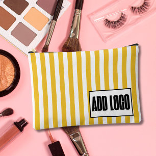Modern Minimalist Yellow Stripes Business Logo Accessory Pouch